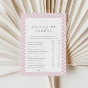 Eenvoudige Roze Bow Mama of Daddy Game Kaart