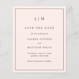Eenvoudige Roze Budget Bruiloft Save the Date