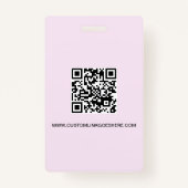 Eenvoudige Roze Business Logo QR code Medewerker f Badge (Achterkant)