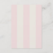 Eenvoudige Roze Cabana Strepen Trouwdetails Informatiekaartje (Achterkant)