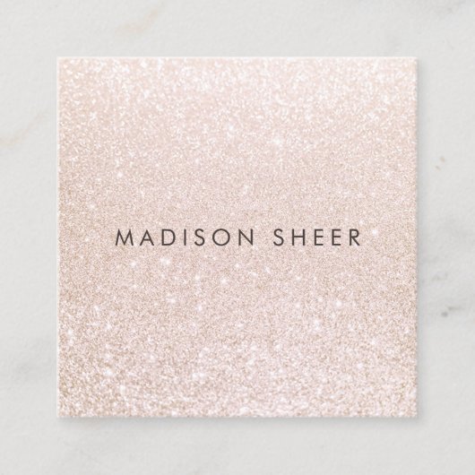 Eenvoudige roze champagne Glitter Beauty Stylist Vierkante Visitekaartje (Voorkant)