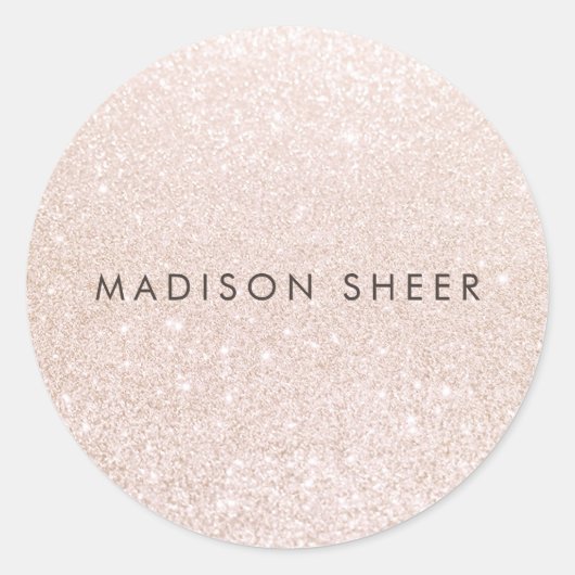 Eenvoudige roze champagne glitter ronde sticker (Voorkant)