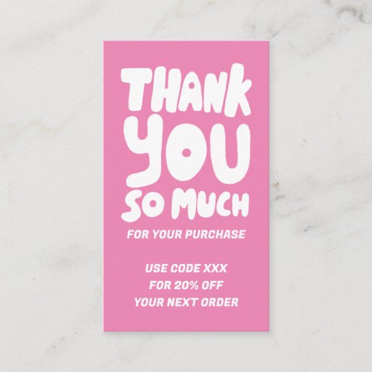 Eenvoudige roze curves bestellen dank u sociale QR Visitekaartje (Voorkant)