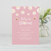 Eenvoudige roze Daisy Baby in bloei meisje douche Kaart (Staand voorkant)