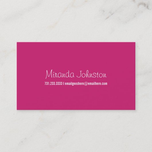 Eenvoudige roze Design Calling Cards Contactkaartje (Voorkant)