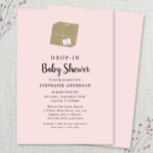 Eenvoudige roze DROP-IN Girl Baby shower Invitatio Kaart