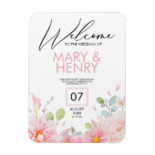 Eenvoudige roze elegante bloembruiloft, behalve de magneet (Verticaal)