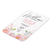 Eenvoudige roze elegante bloembruiloft, behalve de magneet (Linkerzijde)