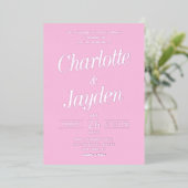 Eenvoudige Roze Elegante Folie Script Fotobruiloft Uitnodiging (Staand Voorkant)