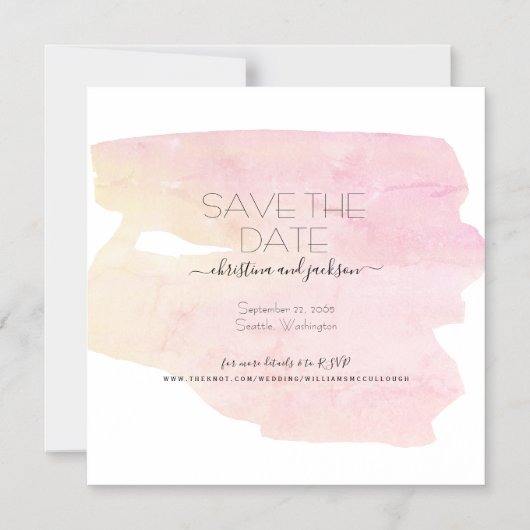Eenvoudige roze en gele Waterverf: datum opslaan Magnetische Uitnodiging (Voorkant)