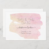 Eenvoudige roze en gele Waterverf: datum opslaan Save The Date (Voorkant / Achterkant)