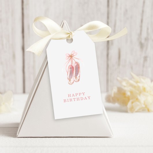 Eenvoudige roze en glitter Ballerina Shoes Birthda Cadeaulabel