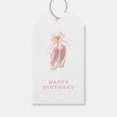 Eenvoudige roze en glitter Ballerina Shoes Birthda Cadeaulabel (Voorkant)