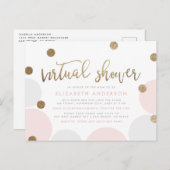 Eenvoudige roze en gouden glitter Confetti Virtual Uitnodiging Briefkaart (Voorkant / Achterkant)