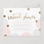 Eenvoudige roze en gouden glitter Confetti Virtual Uitnodiging Briefkaart (Voorkant)