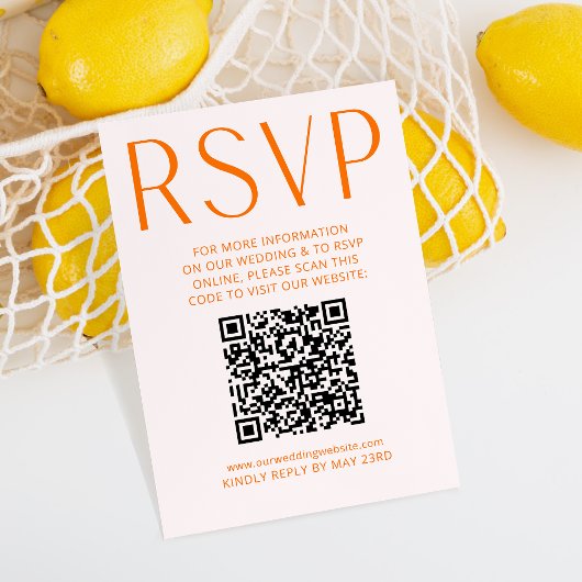 Eenvoudige roze en heldere Oranje RSVP Online QR-c