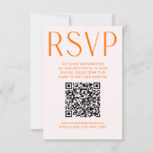 Eenvoudige roze en heldere Oranje RSVP Online QR-c (Voorkant)