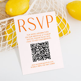Eenvoudige roze en heldere Oranje RSVP Online QR-c Kaartje