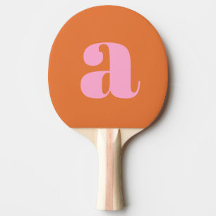 Eenvoudige Roze en Oranje Krachtige Retro Monogram Tafeltennisbatje