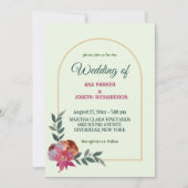 Eenvoudige roze en oranje uitnodiging voor het huw (Voorkant)