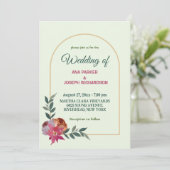 Eenvoudige roze en oranje uitnodiging voor het huw (Staand voorkant)