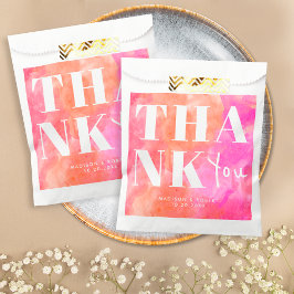 Eenvoudige Roze en Oranje Vetgedrukte Chic Dank u  Bedankzakje
