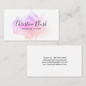 Eenvoudige roze en Paarse Waterverf Splash MUA Visitekaartje (Voorkant / Achterkant)