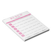 Eenvoudige roze en witte Bunco-smartcardlaptop Notitieblok (Schuin)