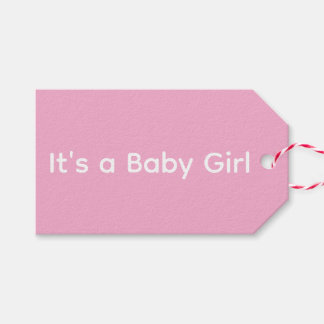 Eenvoudige Roze en Witte Het is een Meisje Cadeaut Cadeaulabel