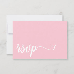 Eenvoudige Roze en witte Kalligrafie RSVP Bruiloft Kaartje