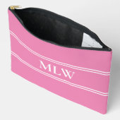 Eenvoudige Roze en Witte Monogram Sjabloon Etui (Open)