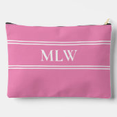 Eenvoudige Roze en Witte Monogram Sjabloon Etui (Achterkant)