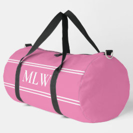 Eenvoudige Roze en Witte Monogram Sjabloon Plunjezak