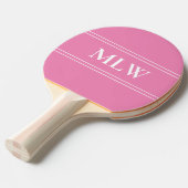 Eenvoudige roze en witte monogrammen tafeltennisbatje (Voorkant Gekanteld)
