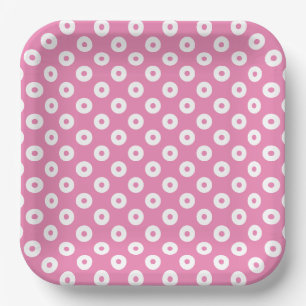 Eenvoudige Roze en Witte Polka-Stippen Papieren Bo Bordje