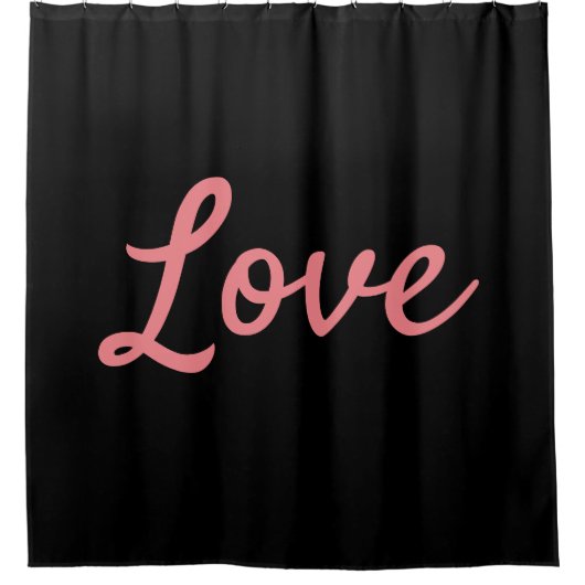 Eenvoudige roze en zwarte liefde douchegordijn (Voorkant)