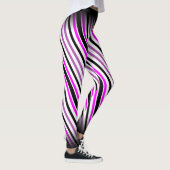 Eenvoudige roze en zwarte verticale strepen op wit leggings (Rechts)