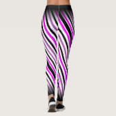 Eenvoudige roze en zwarte verticale strepen op wit leggings (Achterkant)