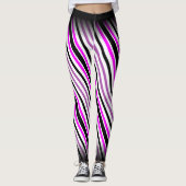 Eenvoudige roze en zwarte verticale strepen op wit leggings (Voorkant)