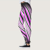 Eenvoudige roze en zwarte verticale strepen op wit leggings (Links)