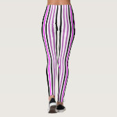 Eenvoudige roze en zwarte verticale strepen op wit leggings (Achterkant)