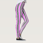 Eenvoudige roze en zwarte verticale strepen op wit leggings (Rechts)