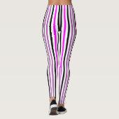 Eenvoudige roze en zwarte verticale strepen op wit leggings (Achterkant)