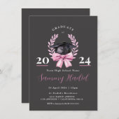 Eenvoudige Roze Esthetische Afstudeerfeestuitnodig Kaart (Voorkant / Achterkant)