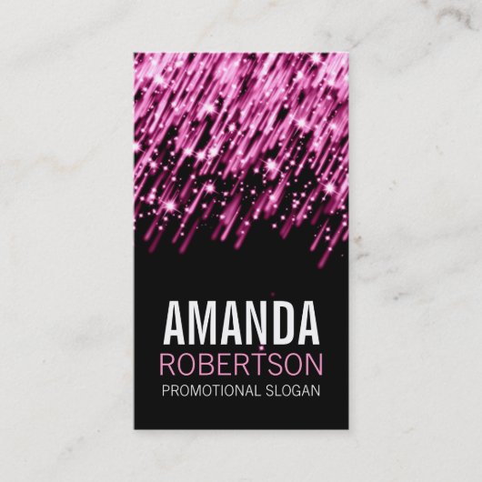 Eenvoudige, roze, fallende sterren visitekaartje (Voorkant)