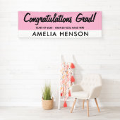 Eenvoudige roze feliciteert Afstudeerder Naam Part Spandoek (Insitu)