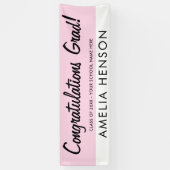 Eenvoudige roze feliciteert Afstudeerder Naam Part Spandoek (Verticaal)