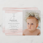 Eenvoudige Roze Foto Uitnodiging (Voorkant / Achterkant)