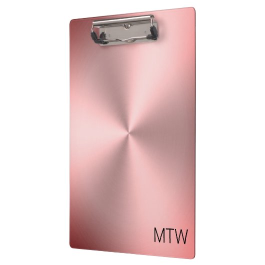 Eenvoudige Roze Geborsteld Metalen Look met Monogr Klembord (Links)