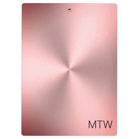 Eenvoudige Roze Geborsteld Metalen Look met Monogr Klembord (Achterkant)